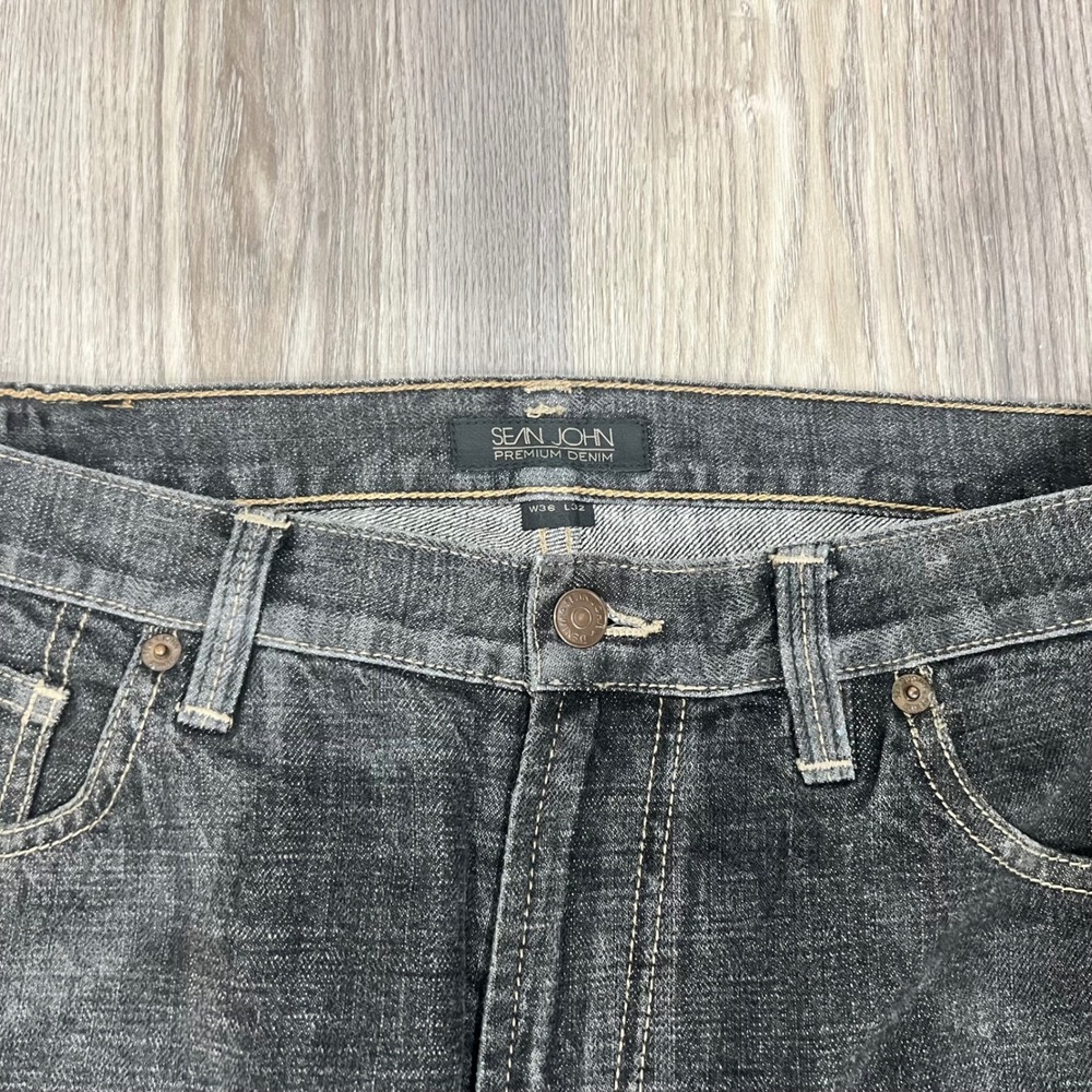 Sean John Premium Denim Mens Black Faded Straight Leg Jeans W36 L32 Streetwear